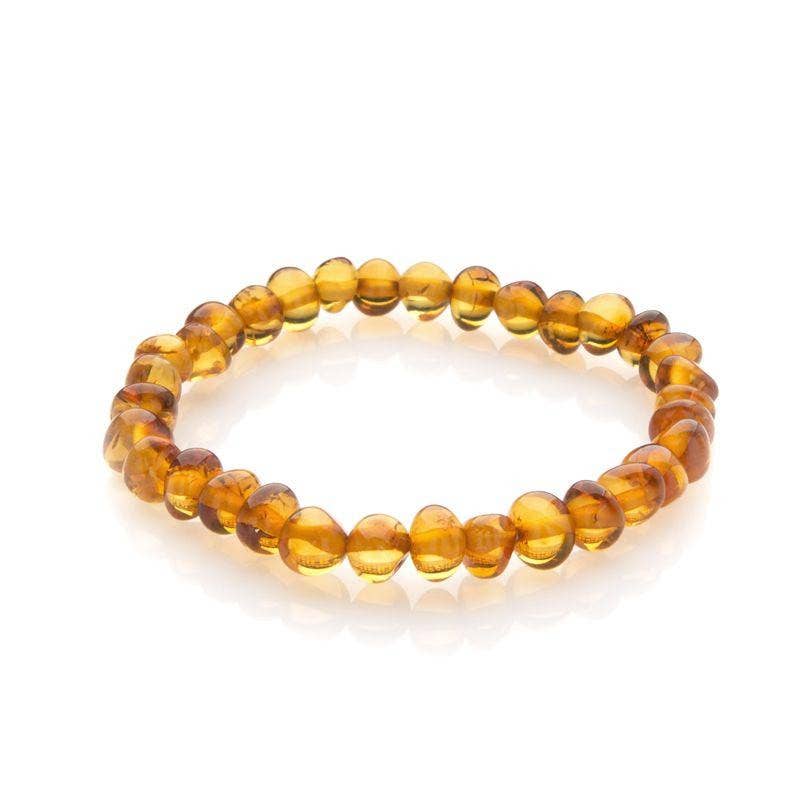 Barnsteen armband voor baby's in Cognac, Amber-kleur, natuurlijke sieraden voor comfort en stijl