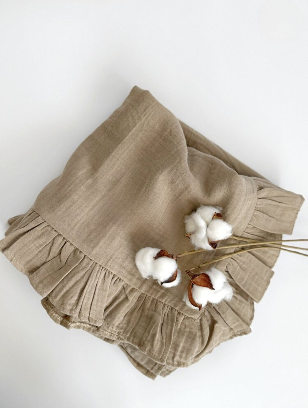 Hydrofiele doek | Biologisch katoen | 100x100 cm | Bruin met ruffle