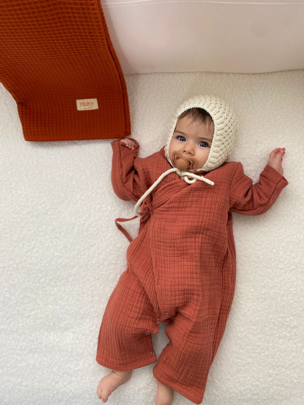 Biologisch Mousseline pakje - inclusief mutsje | Rood