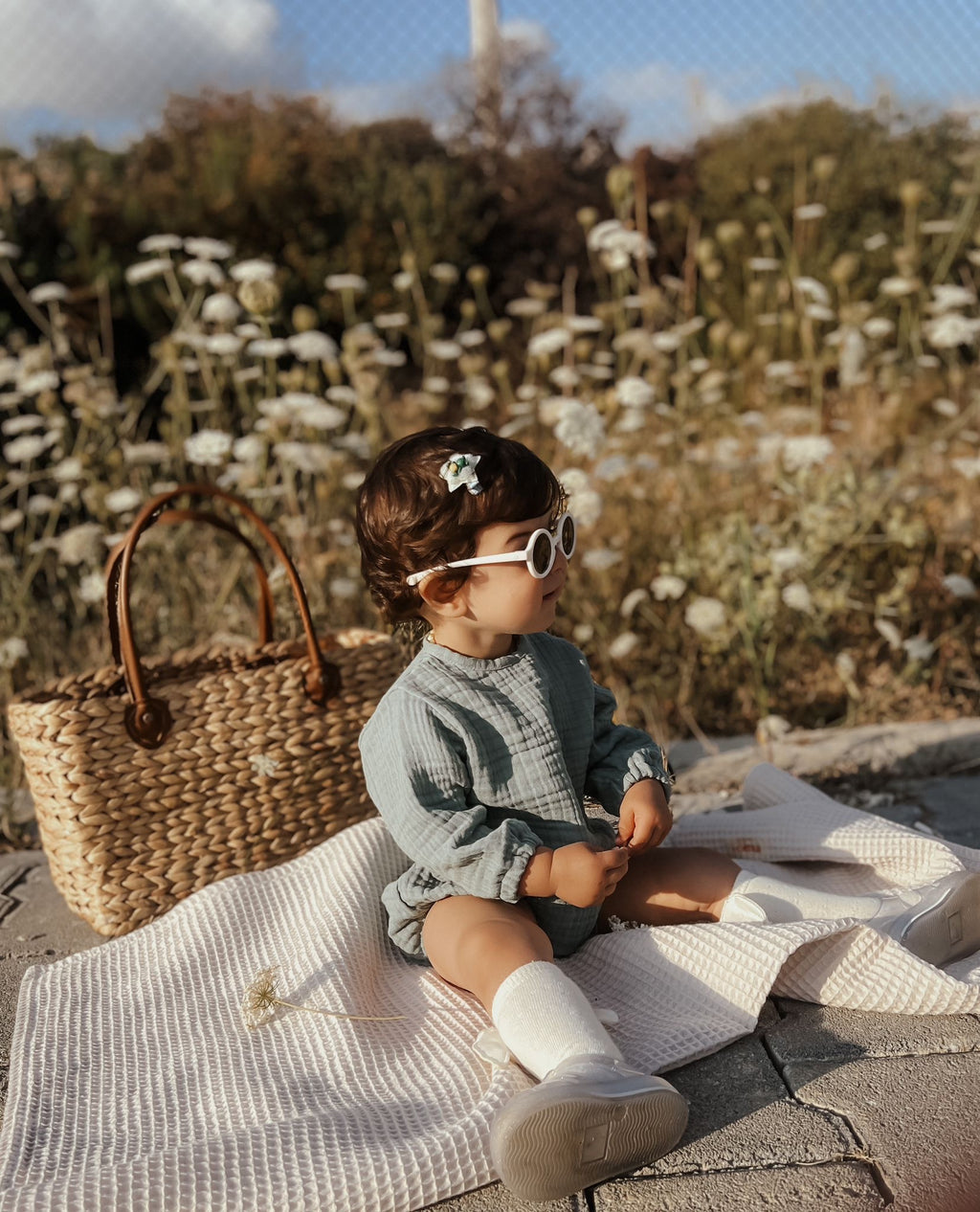 Mousseline Rompertje met mutsje |  Biologisch katoen | Mint