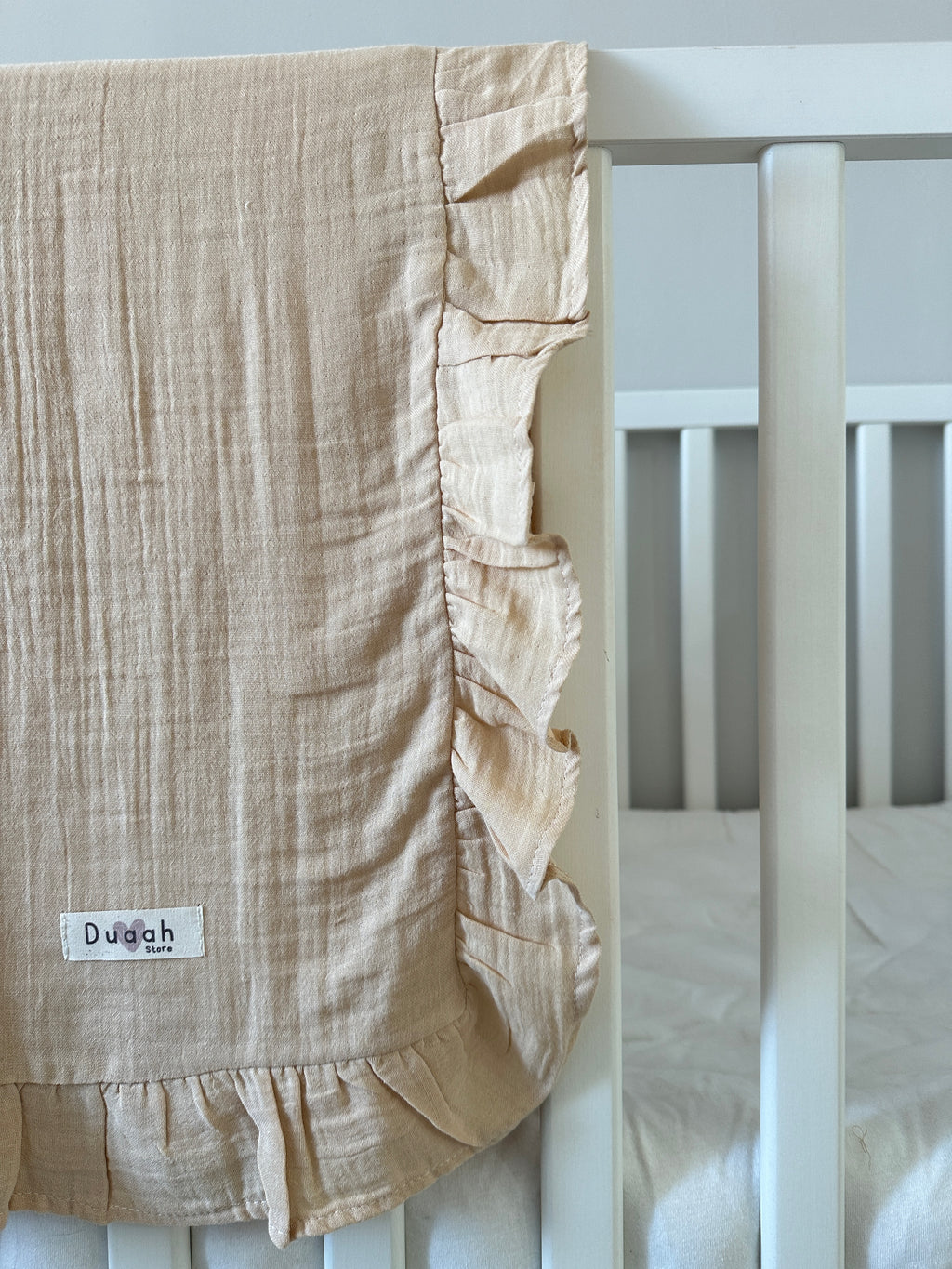 Hydrofiele doek | Biologisch katoen | 100x100 cm | Beige met ruffle