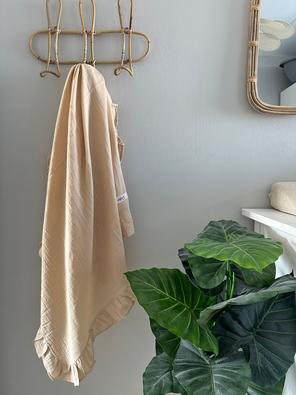 Hydrofiele doek | Biologisch katoen | 100x100 cm | Beige met ruffle