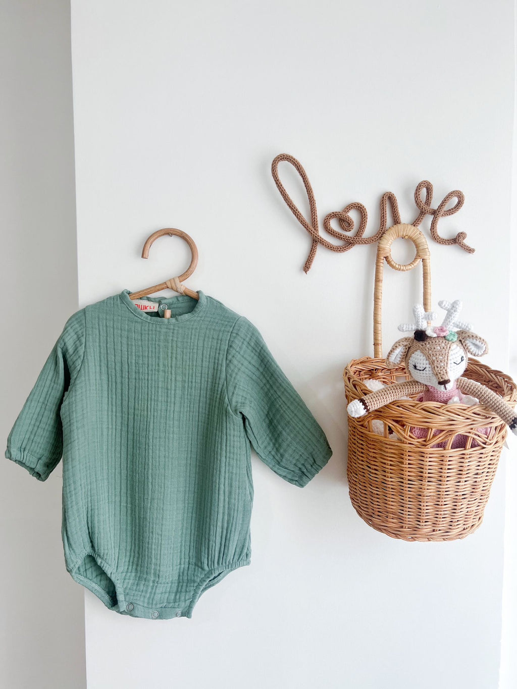Mousseline Rompertje met mutsje |  Biologisch katoen | Mint