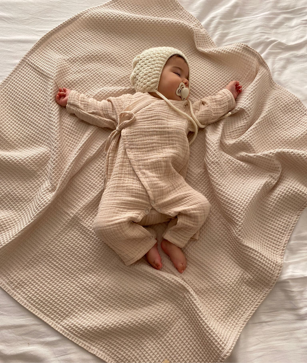 Biologisch Mousseline pakje - inclusief mutsje | Beige