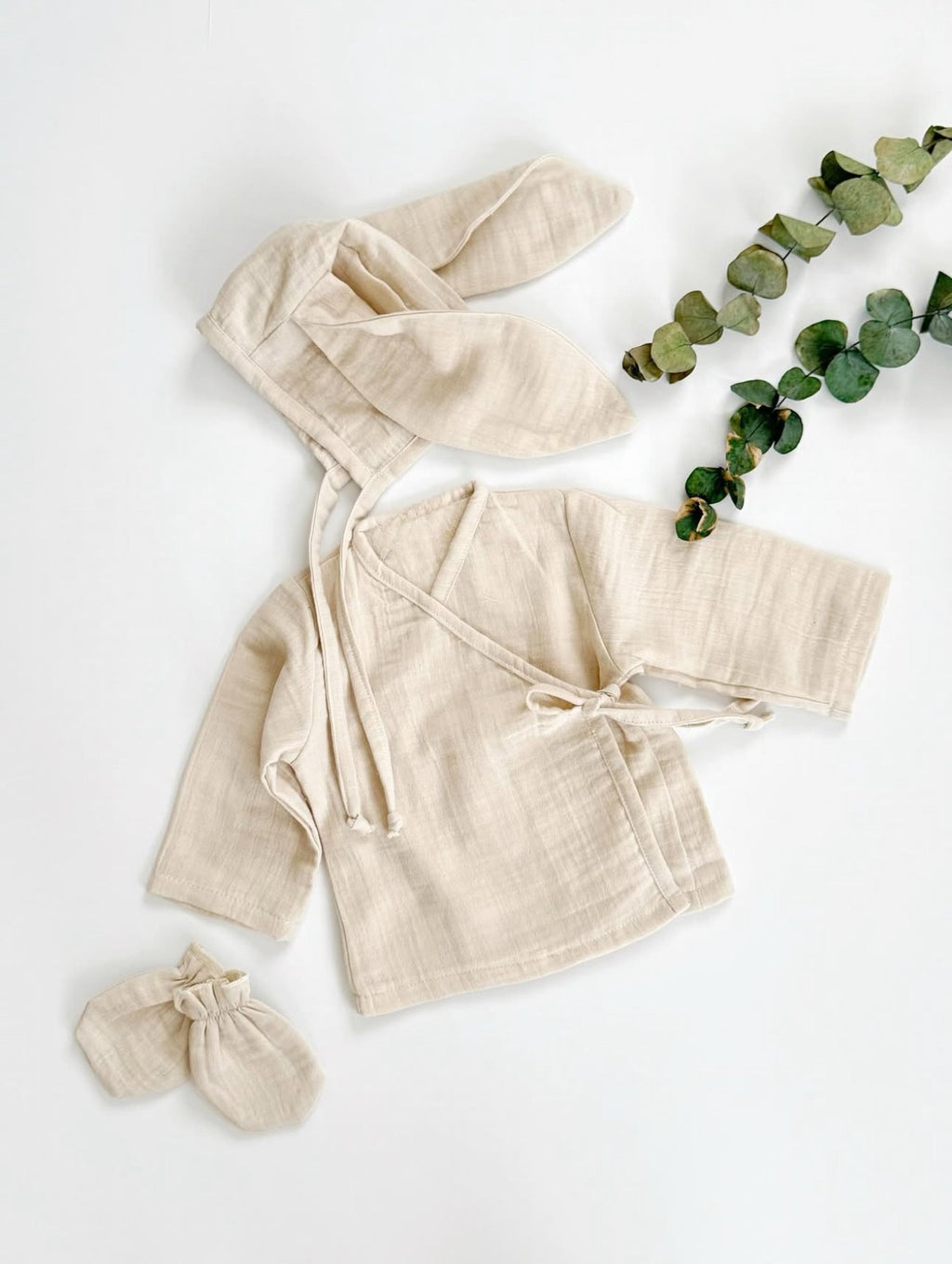 Muslin newborn set | Biologisch katoen | Beige | 4-delig