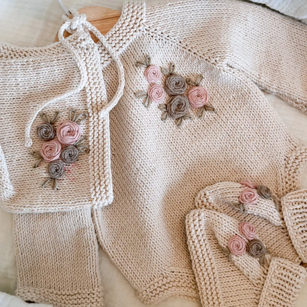 Gebreide Romper | Pink Flowers