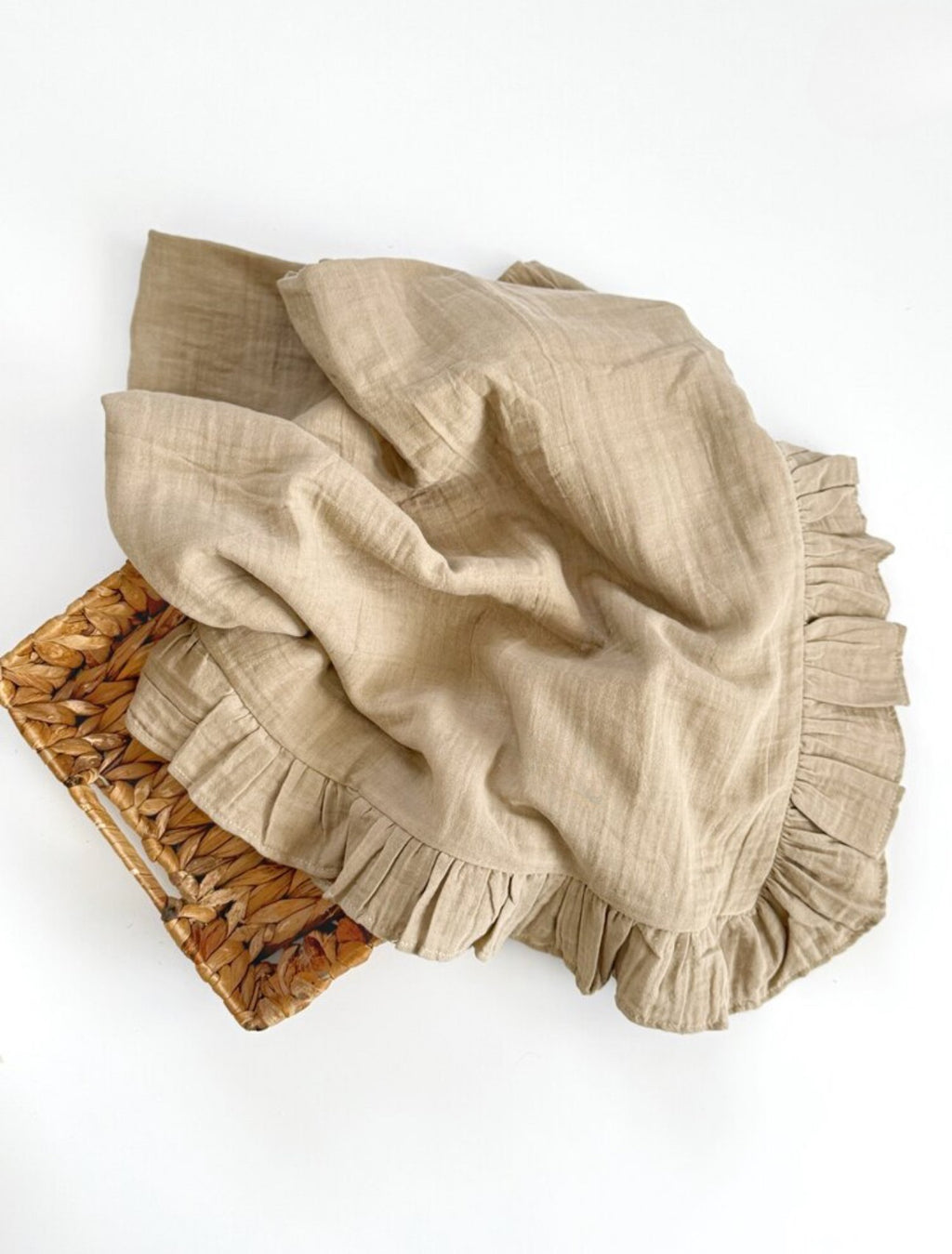 Hydrofiele doek | Biologisch katoen | 100x100 cm | Bruin met ruffle