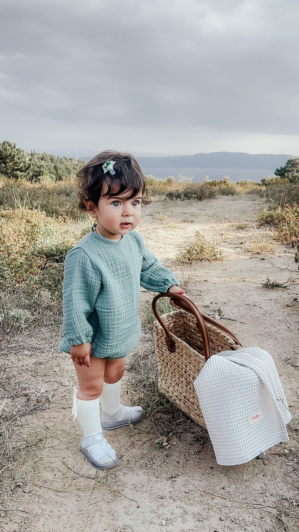 Mousseline Rompertje met mutsje |  Biologisch katoen | Mint