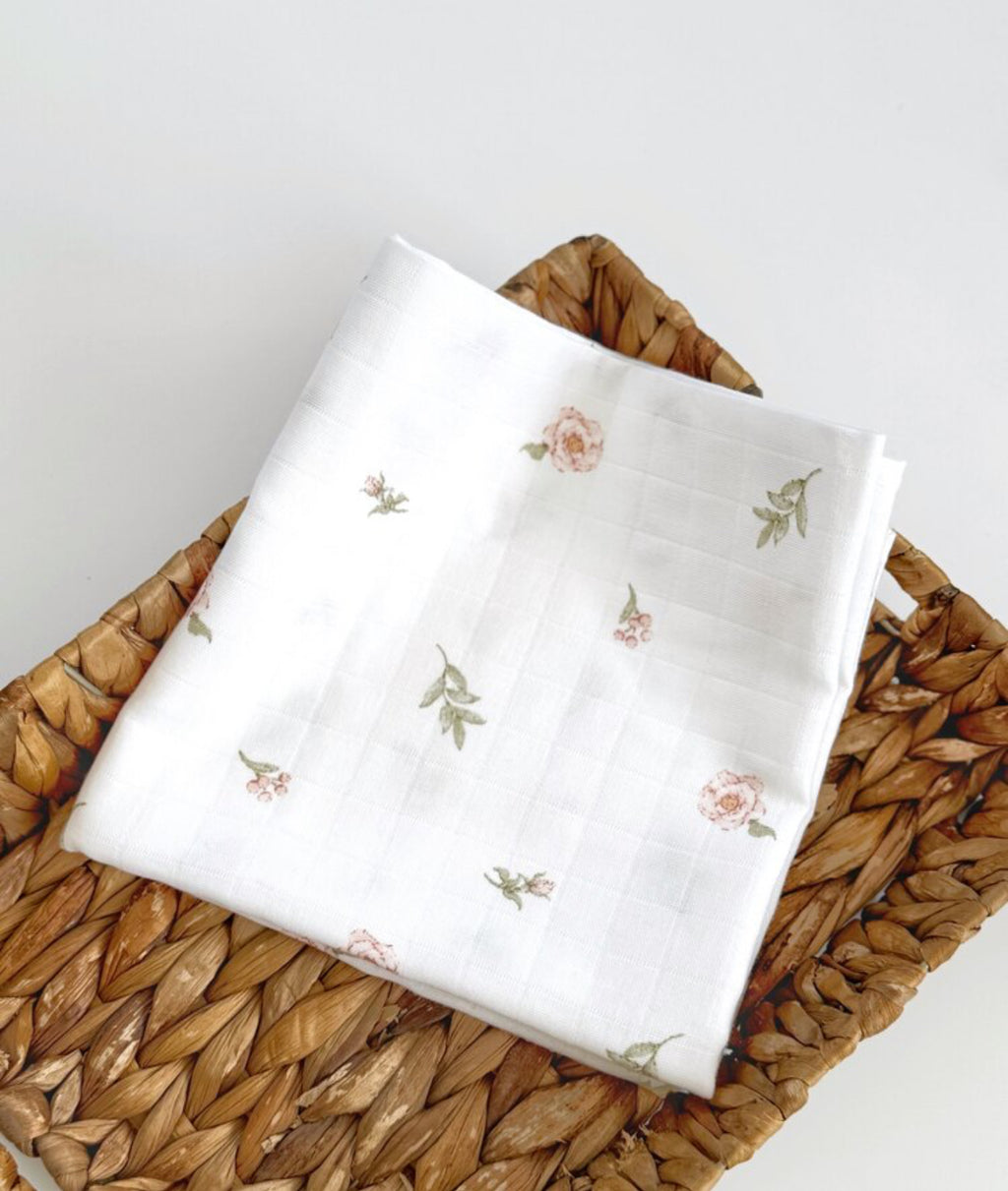 Hydrofiele doek | Biologisch katoen | 100x100 cm | Bloemetjes