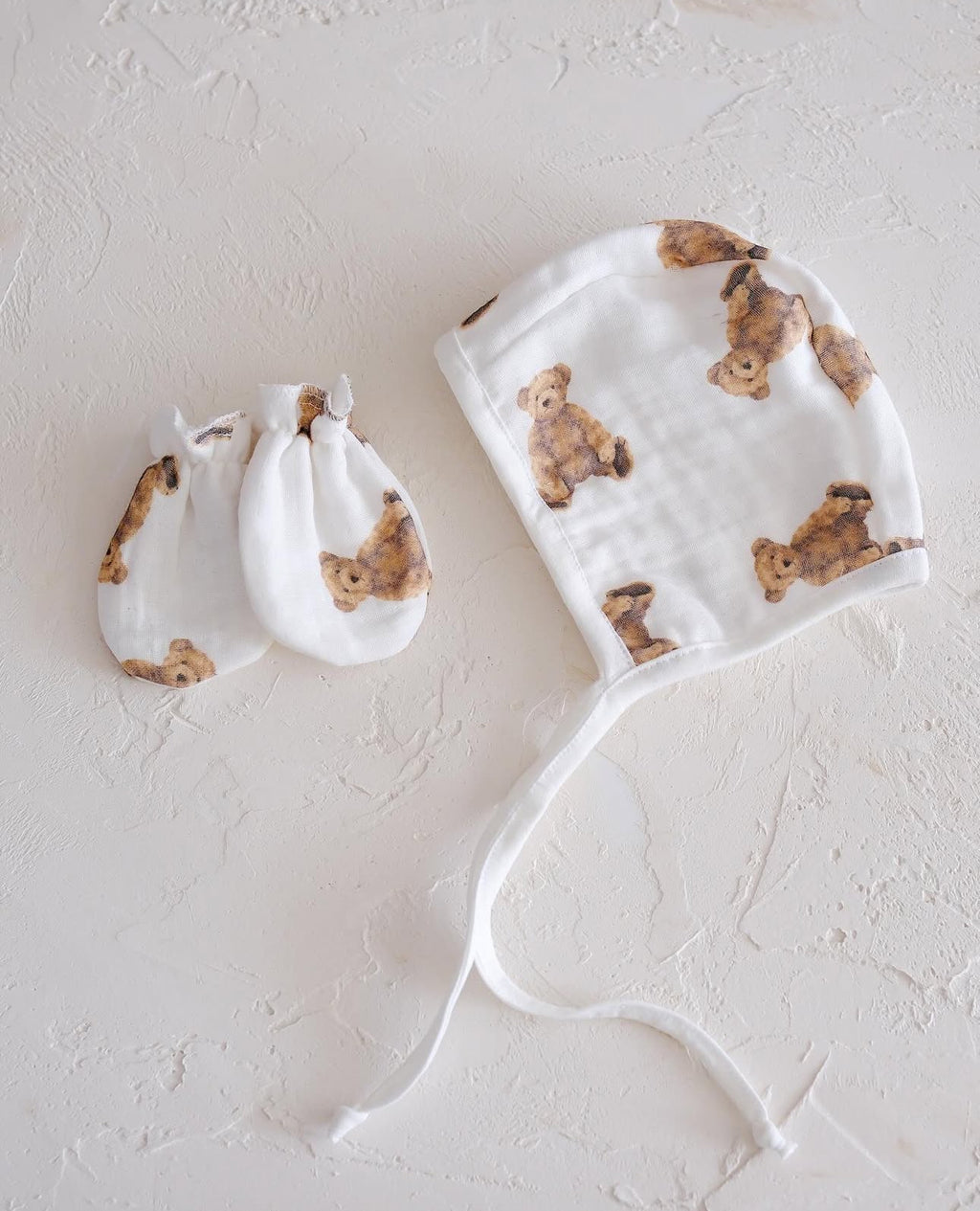 Muslin Newborn set | Biologisch katoen | Teddybeer | 4-delig