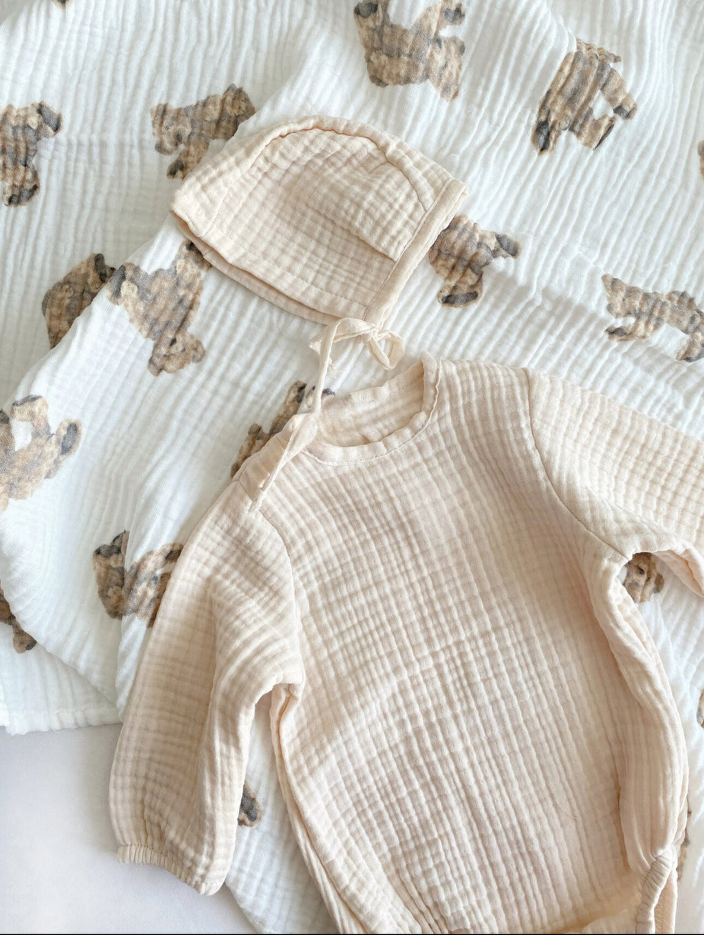 Mousseline Rompertje |  Biologisch katoen | Beige