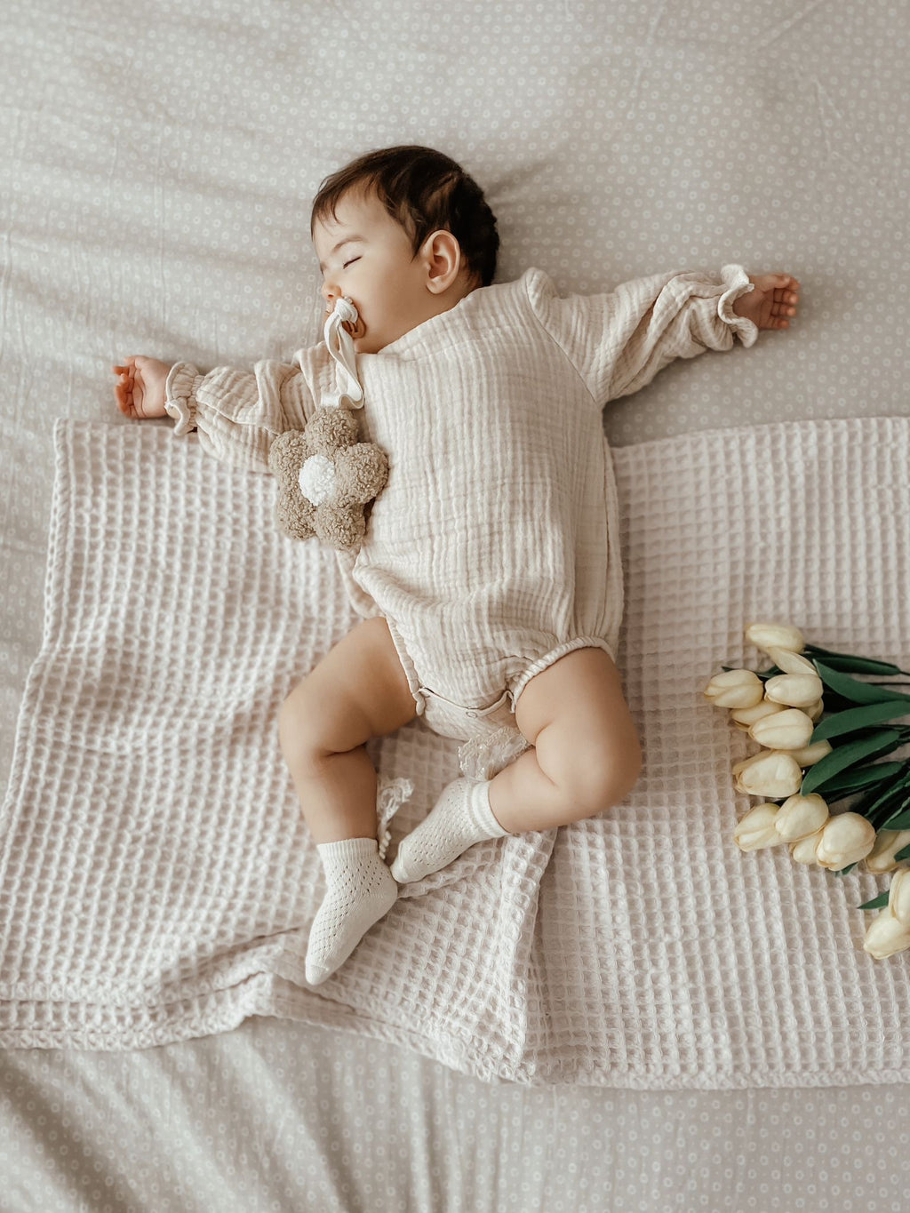 Mousseline Rompertje |  Biologisch katoen | Beige