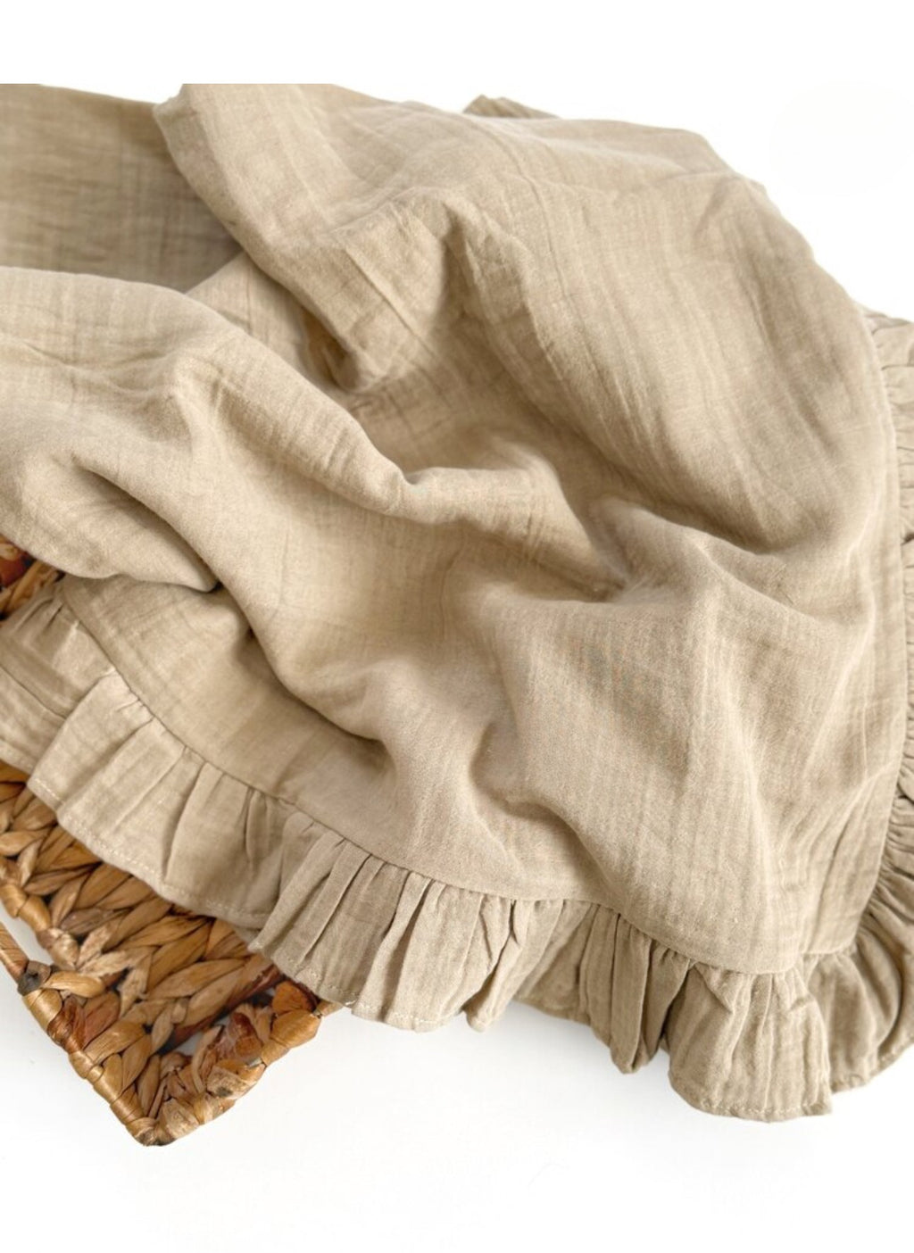 Hydrofiele doek | Biologisch katoen | 100x100 cm | Bruin met ruffle