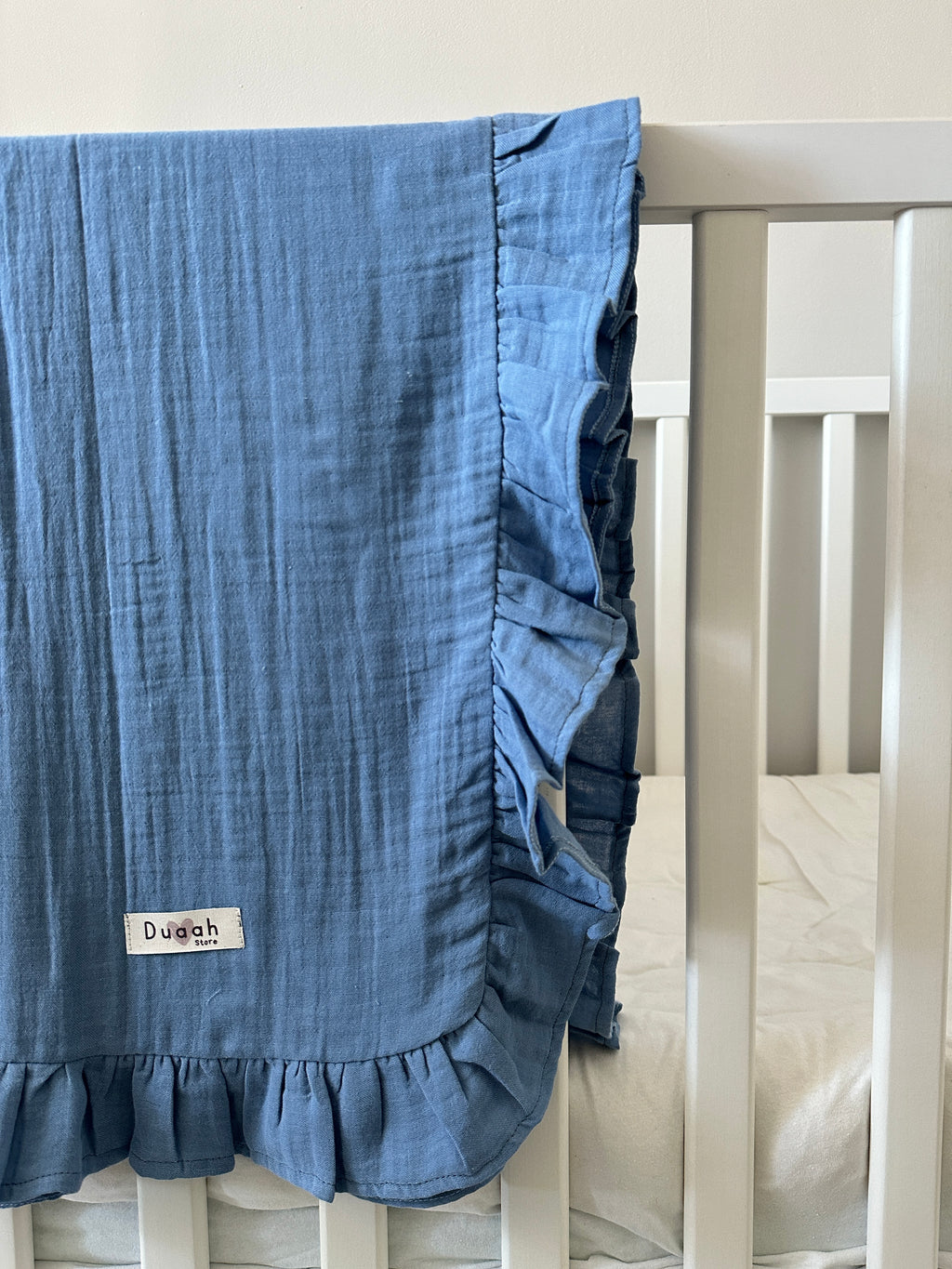 Hydrofiele doek | Biologisch katoen | 100x100 cm | Marineblauw met ruffle