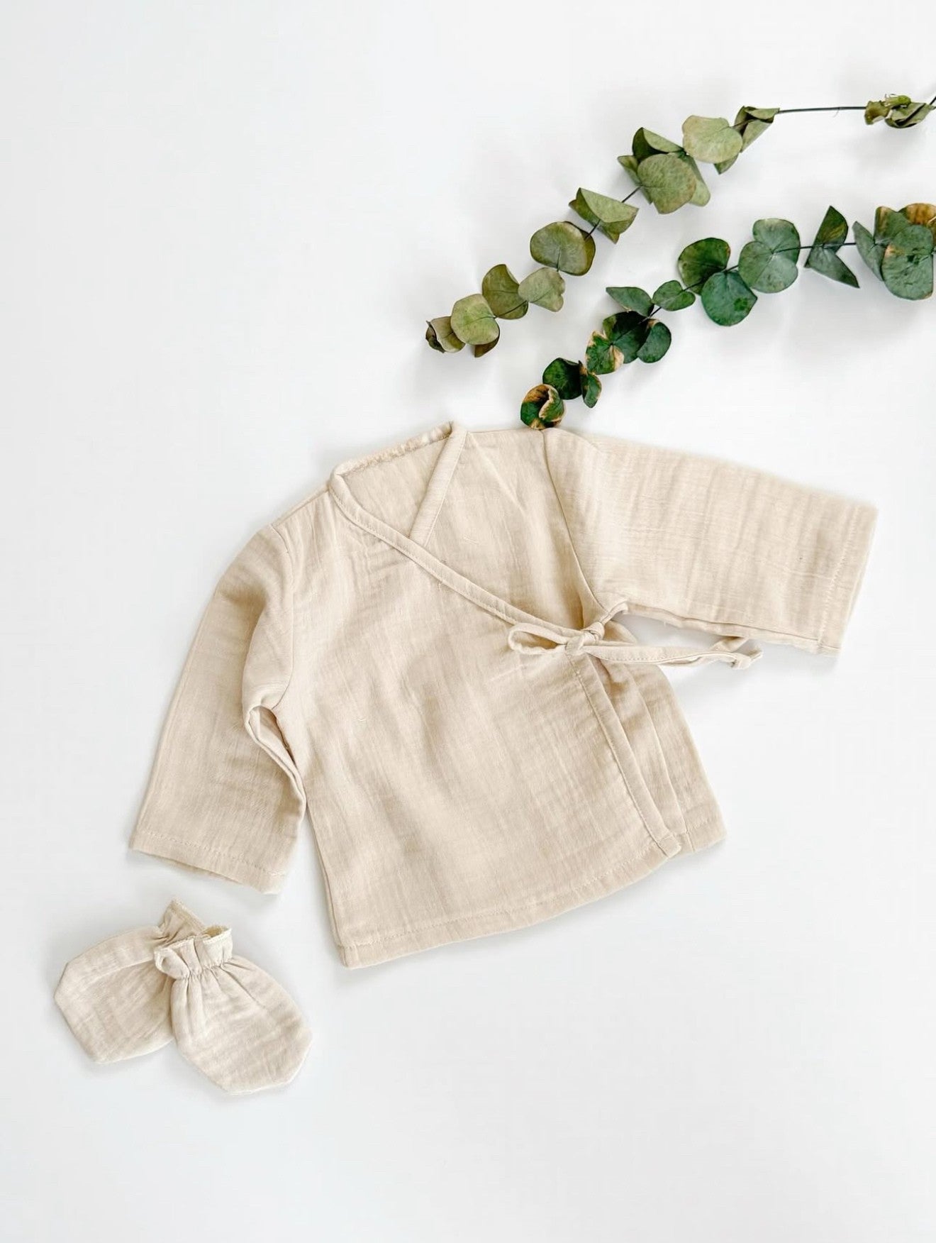 Muslin newborn set | Biologisch katoen | Beige | 4-delig