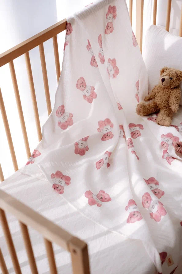 Hydrofiele doek | Biologisch katoen | 100x100 cm | Pink teddy