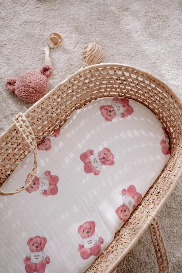 Hydrofiele doek | Biologisch katoen | 100x100 cm | Pink teddy