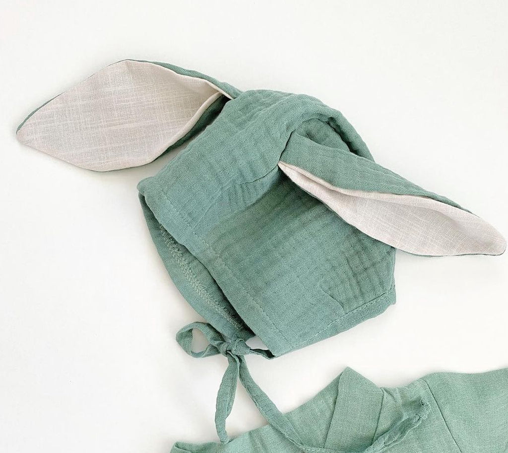 Mousseline Rompertje met mutsje |  Biologisch katoen | Mint