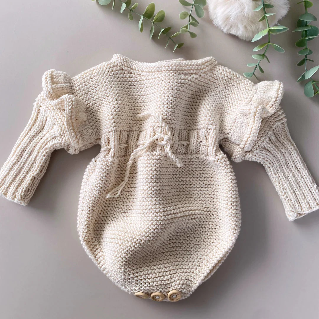 Gebreide Romper met strikje | Naturel