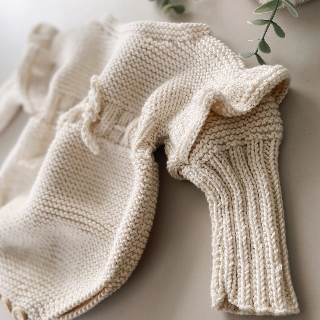 Gebreide Romper met strikje | Naturel