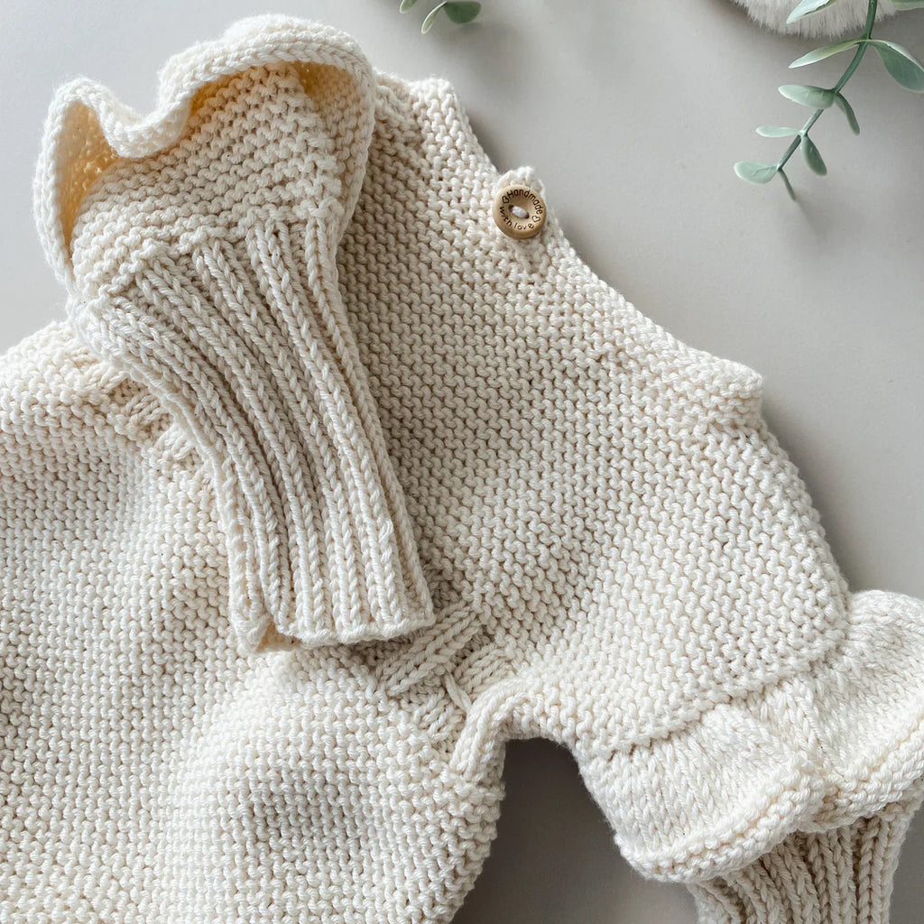 Gebreide Romper met strikje | Naturel