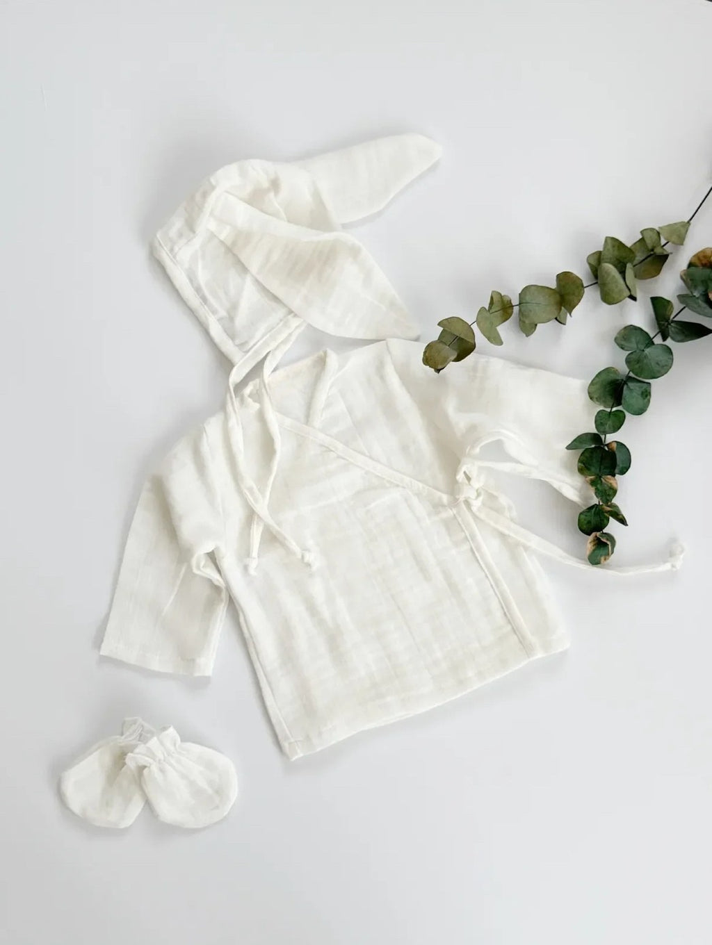 Muslin Newborn set | Biologisch katoen | Wit | 4-delig