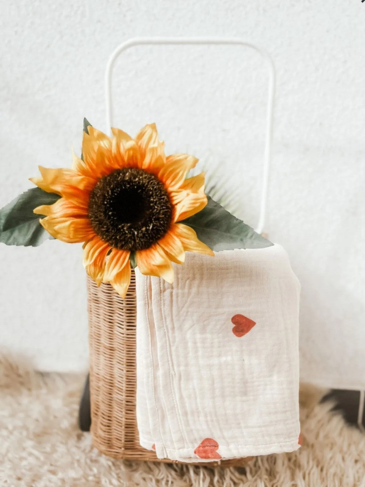 Hydrofiele doek | Biologisch katoen | 100x100 cm | Rode Hartjes