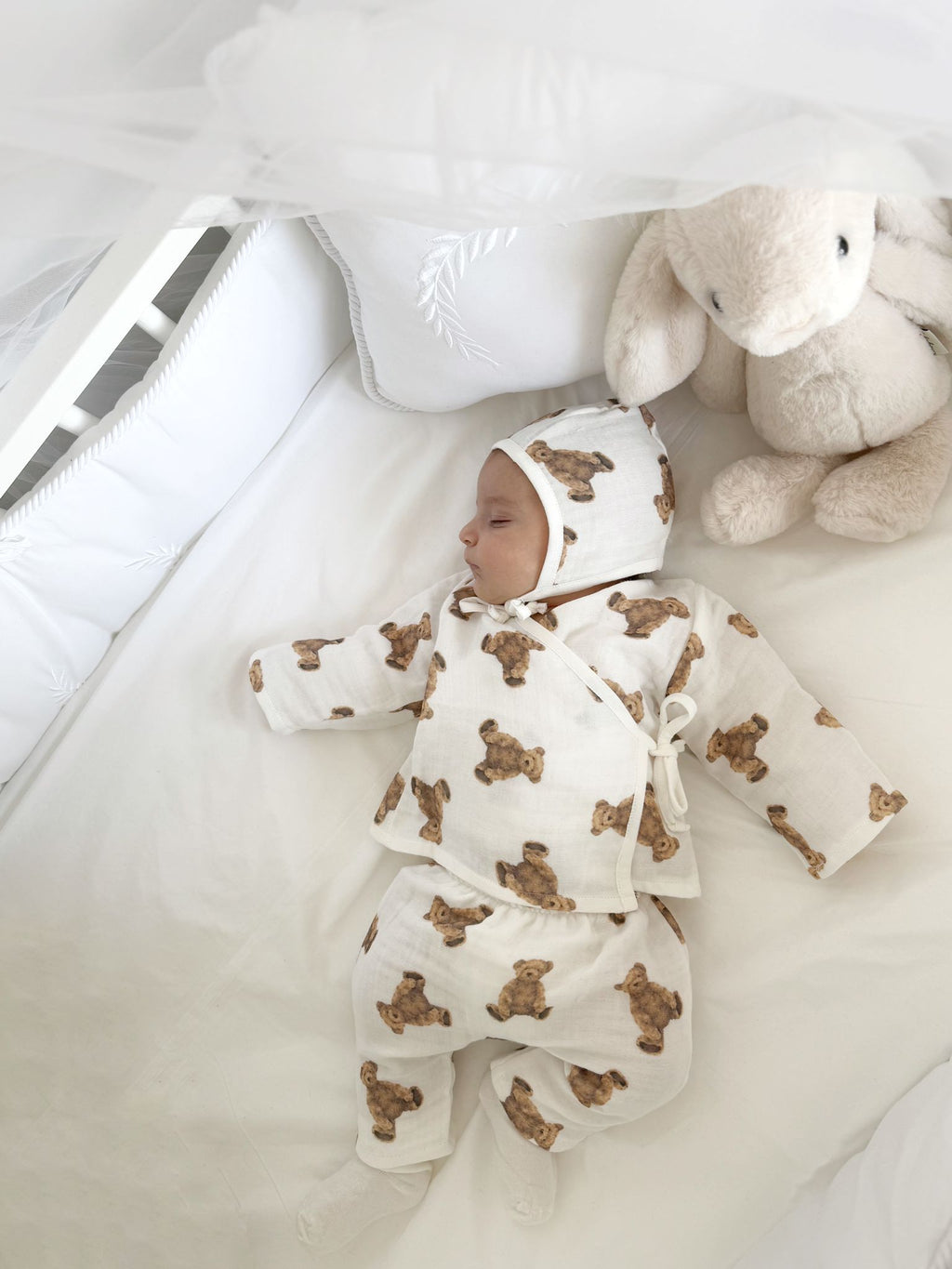 Muslin Newborn set | Biologisch katoen | Teddybeer | 4-delig