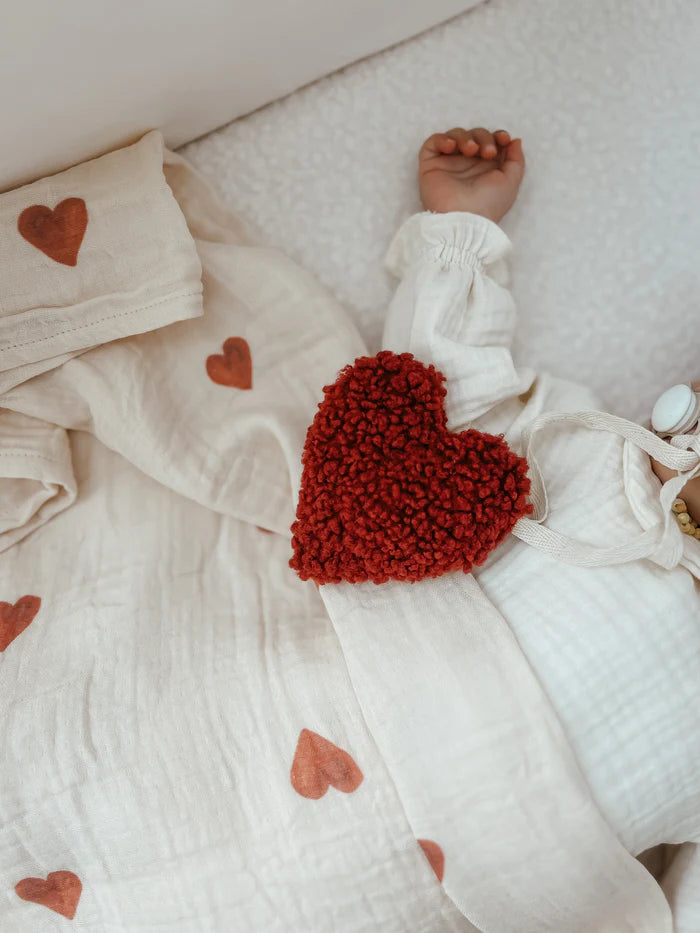 Hydrofiele doek | Biologisch katoen | 100x100 cm | Rode Hartjes