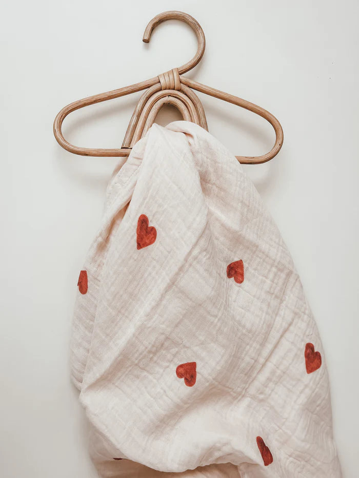 Hydrofiele doek | Biologisch katoen | 100x100 cm | Rode Hartjes