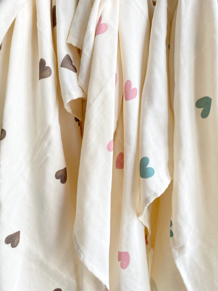 Hydrofiele doek| Biologisch katoen | 100x100 cm |hartjes